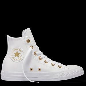 White and Gold Converse High Tops